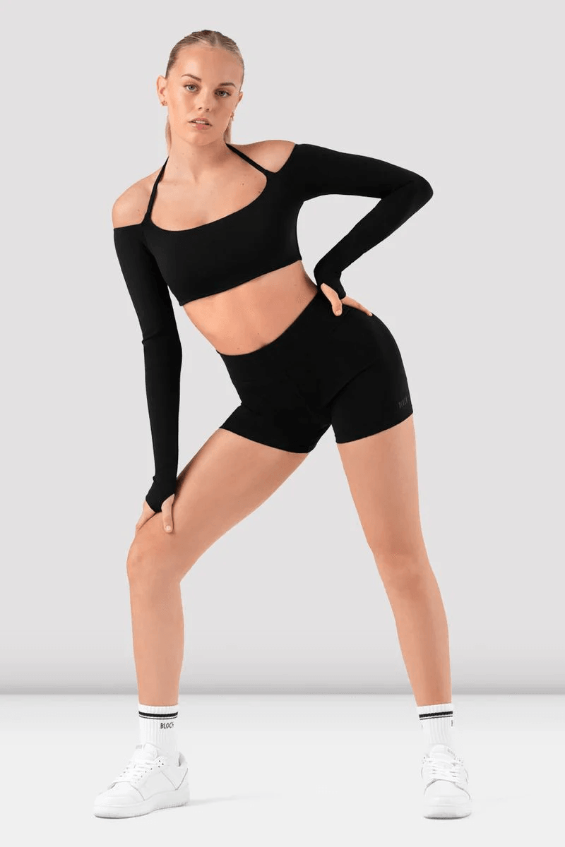 Bloch Girls Criss Cross Bolero Crop Top Black