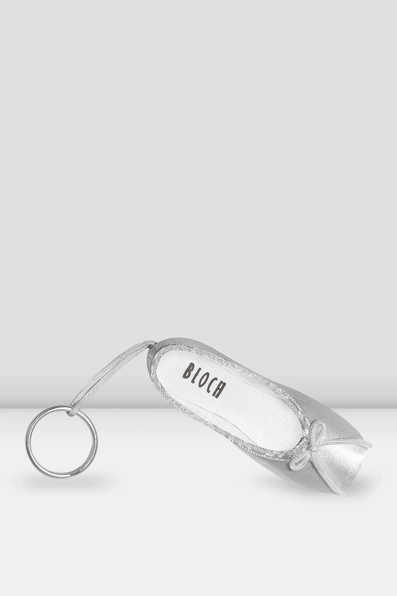 Bloch Mini Pointe Shoe Key Chain Silver Satin