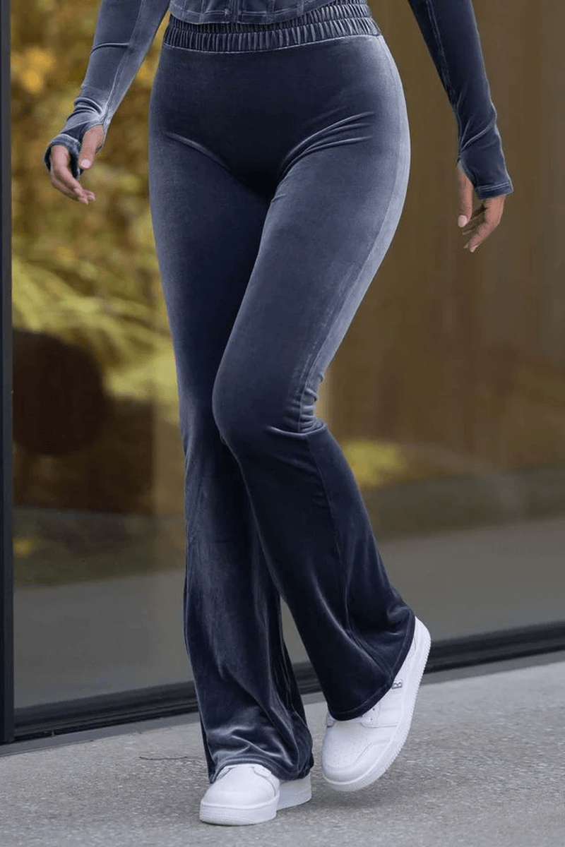Bloch Ladies Apex Velvet Flared Legging Navy Velvet