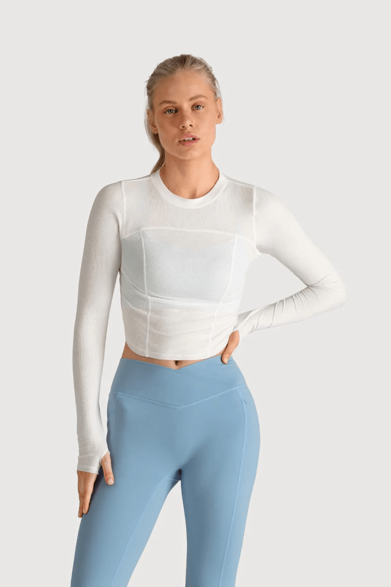 Bloch Ladies Apex Dynamic Long Sleeve Top White