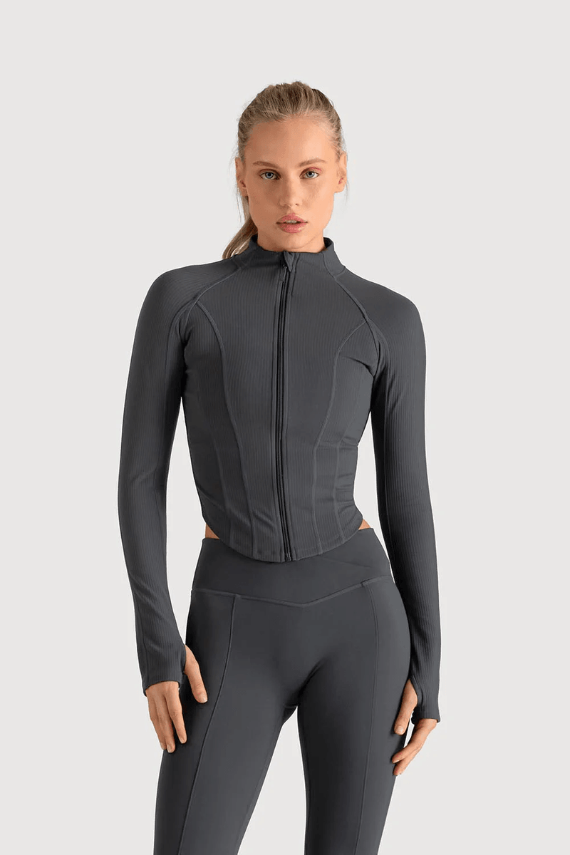Bloch Ladies Apex Rib Contour Zip Jacket Anthracite