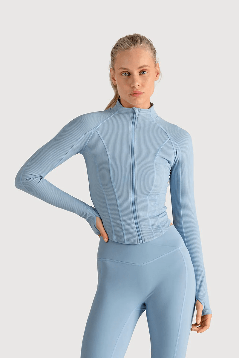 Bloch Ladies Apex Rib Contour Zip Jacket Celestial Blue