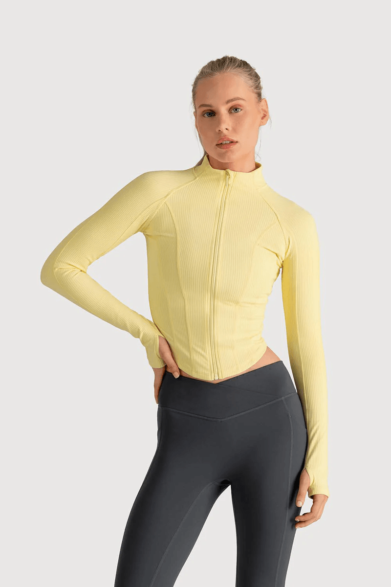 Bloch Ladies Apex Rib Contour Zip Jacket Vanilla Custard