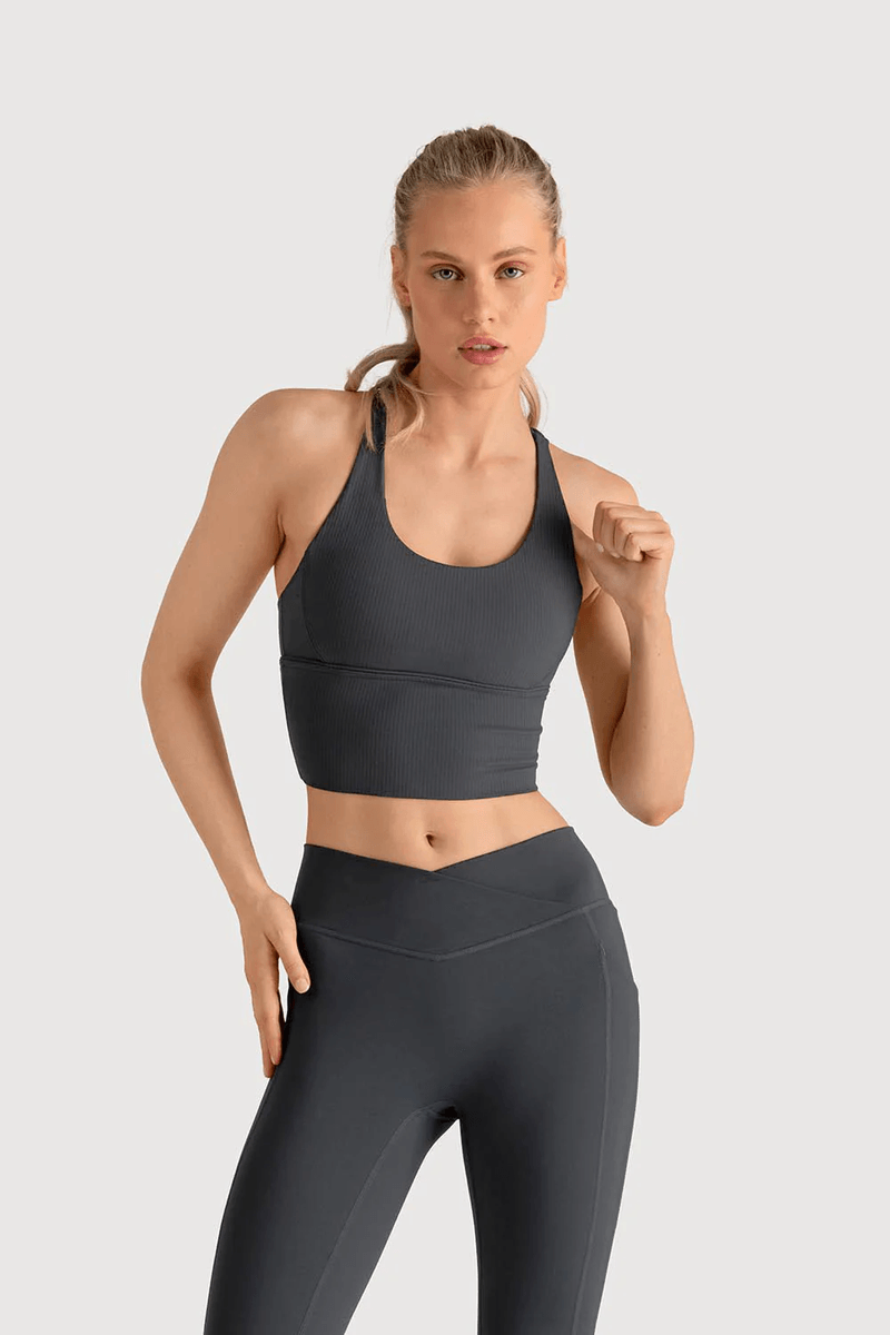 Bloch Ladies Apex Longline Bra Top Anthracite