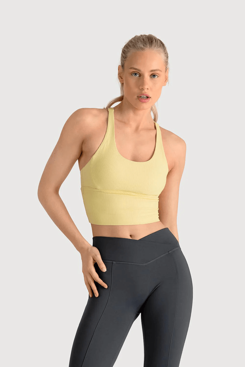 Bloch Ladies Apex Longline Bra Top Vanilla Custard