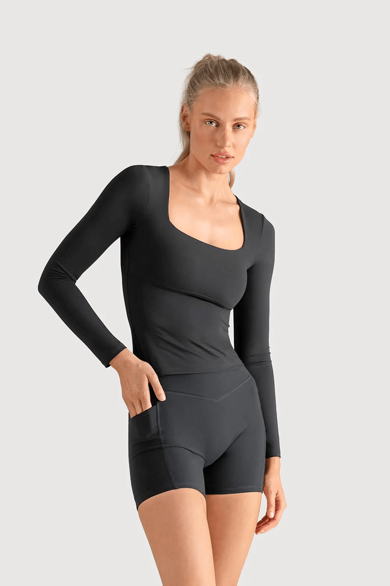 Bloch Ladies Apex Essential Long Sleeve Top Anthracite
