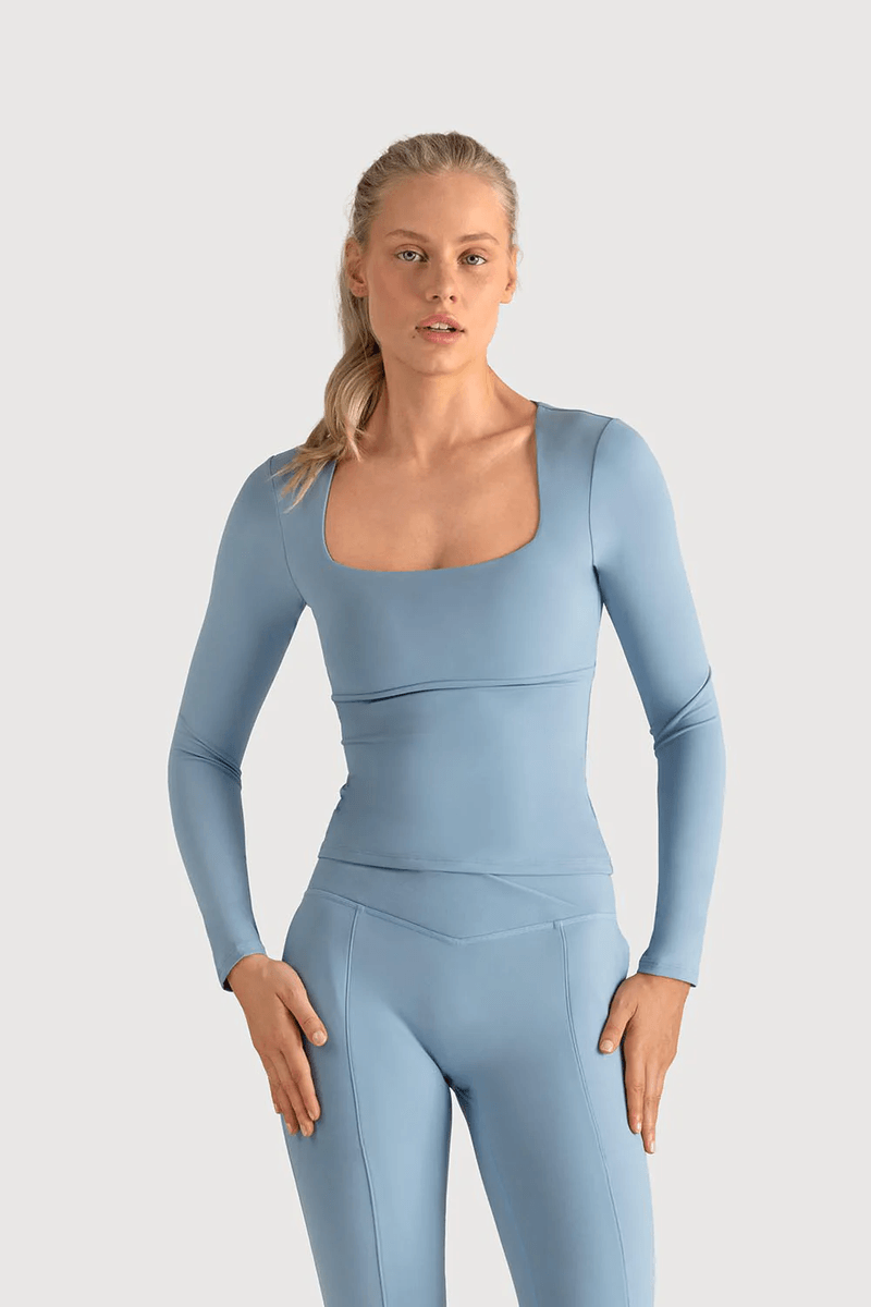 Bloch Ladies Apex Essential Long Sleeve Top Celestial Blue