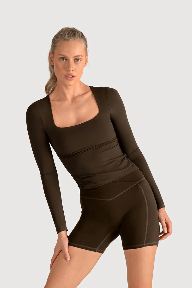 Bloch Ladies Apex Essential Long Sleeve Top Espresso