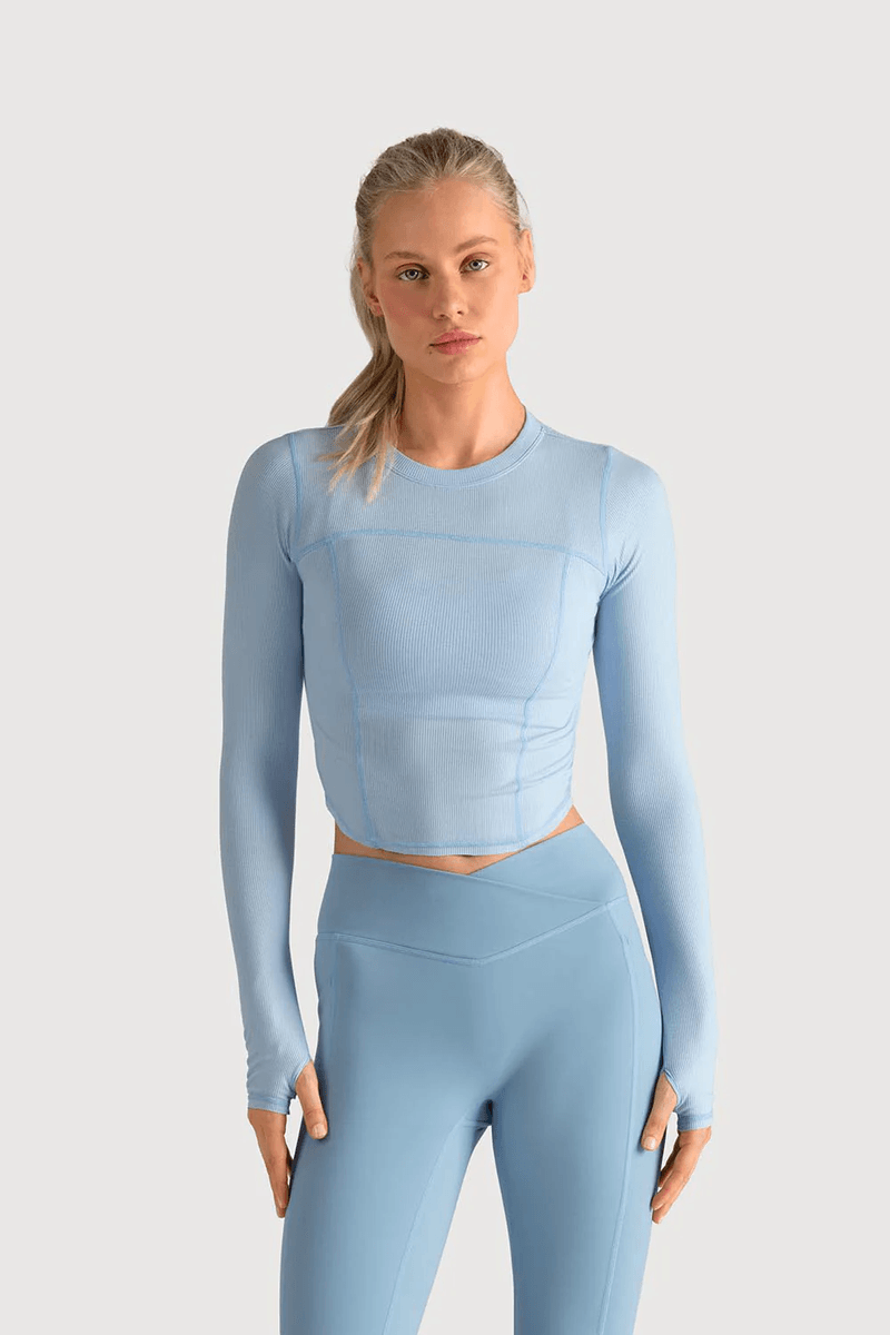 Bloch Ladies Apex Dynamic Long Sleeve Top Celestial Blue