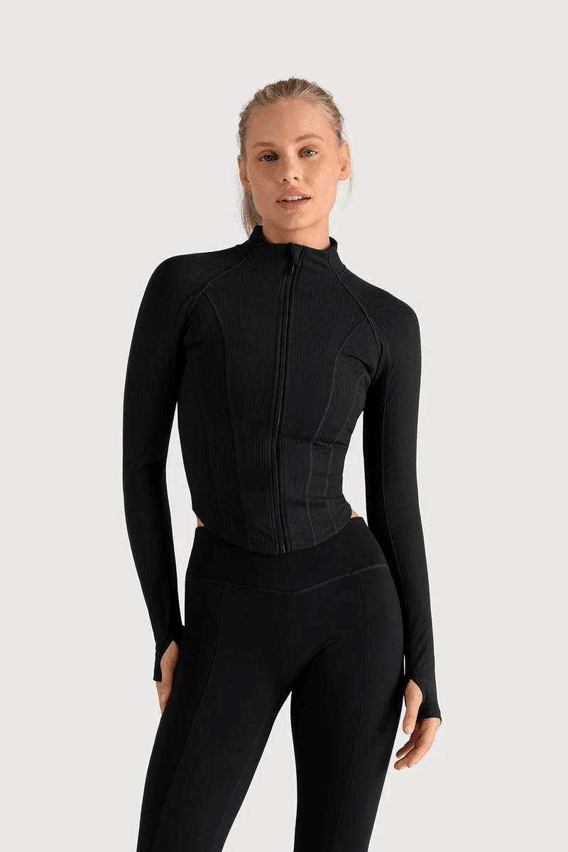Bloch Ladies Apex Rib Contour Zip Jacket Black