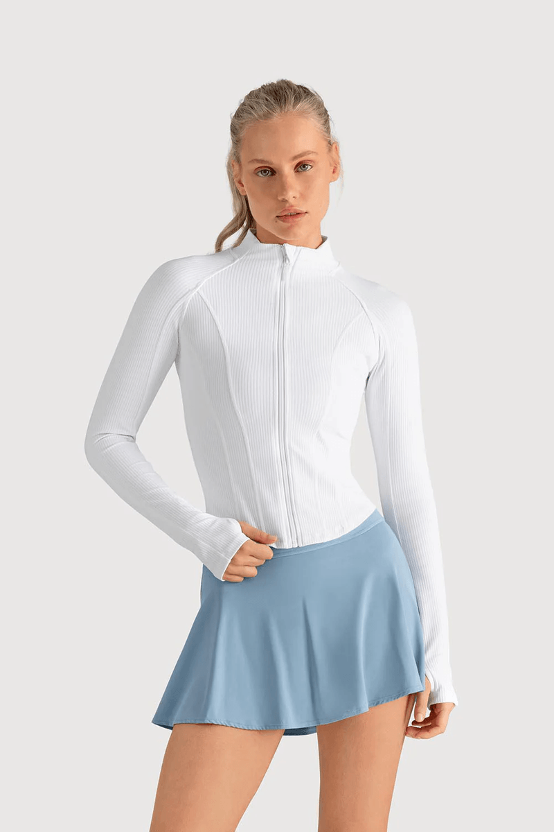 Bloch Ladies Apex Rib Contour Zip Jacket White