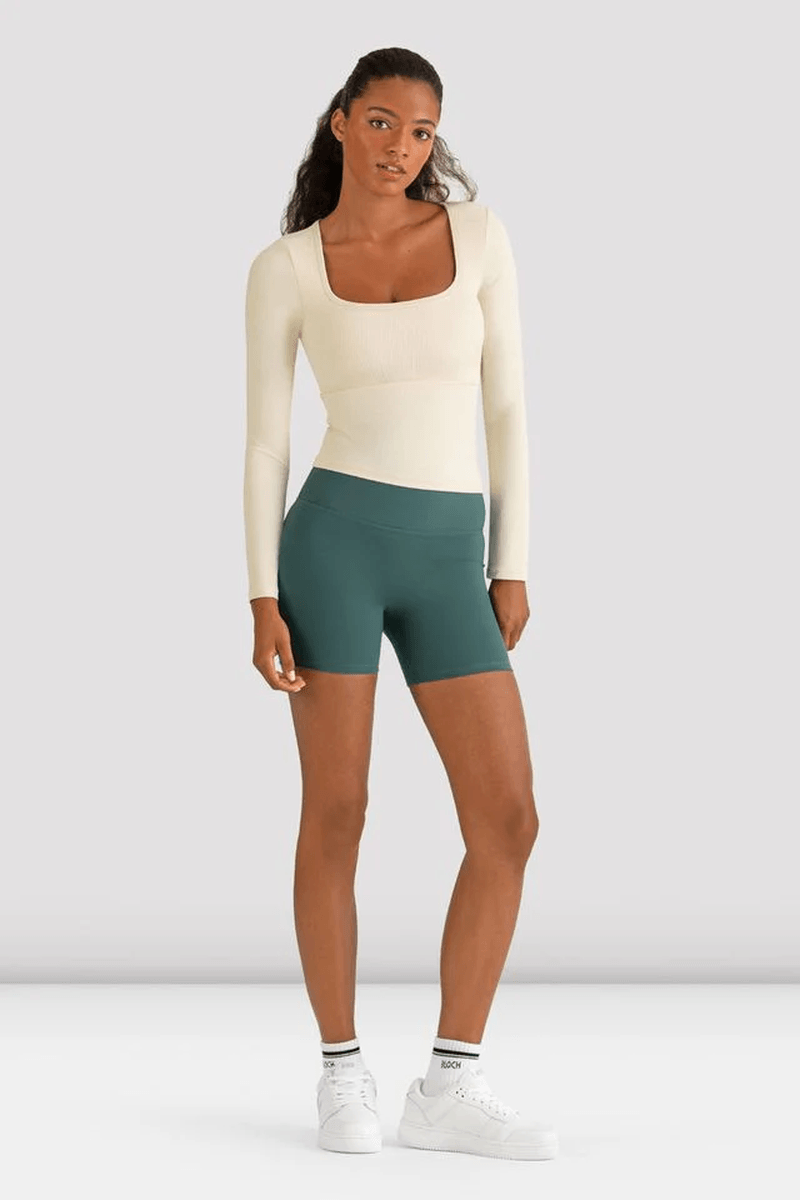 Bloch Ladies Apex Rib Long Sleeve Top Sand