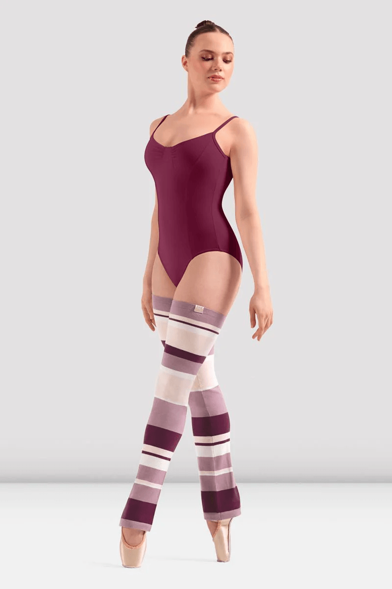 Bloch Adult Striped Leg Warmers Deep Pink Stripe