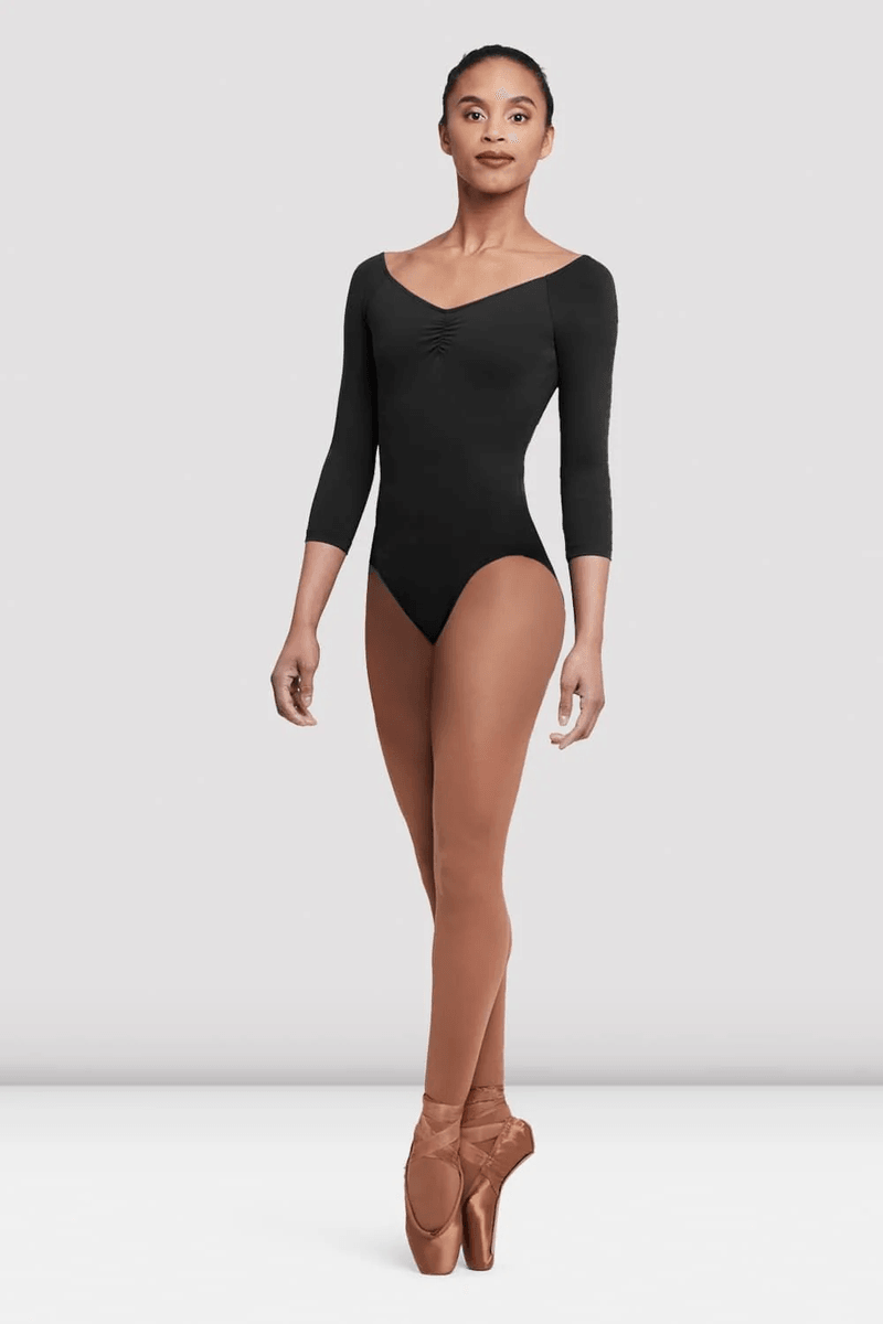 Bloch Ladies Dana 3/4 Lengan Leotard Hitam