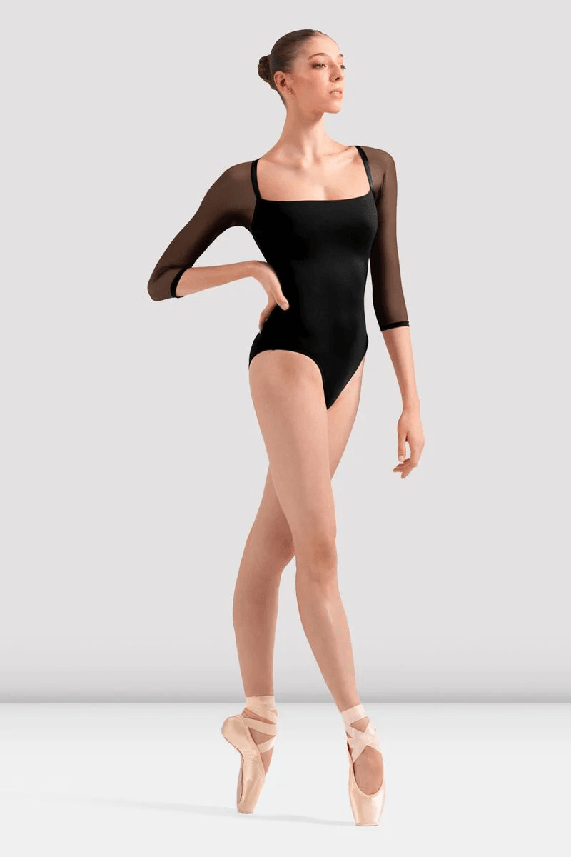Bloch Ladies Arabesque 3/4 Sleeve Leotard Hitam