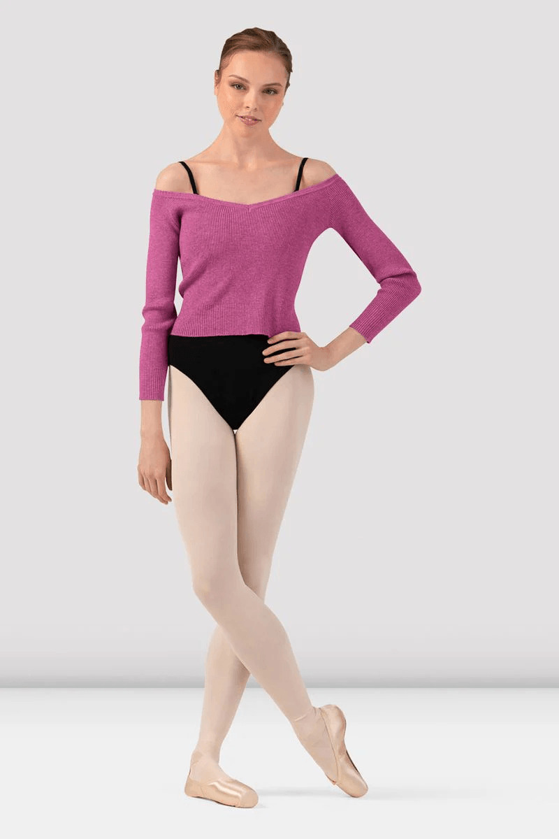 Bloch Ladies Lyra Cropped Knit Sweater Deep Pink