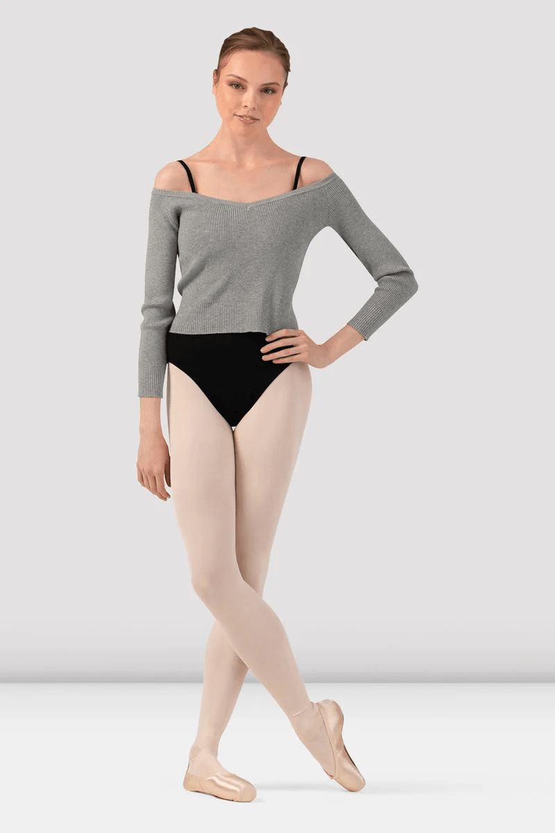 Bloch Ladies Lyra Cropped Knit Sweater Grey Marle