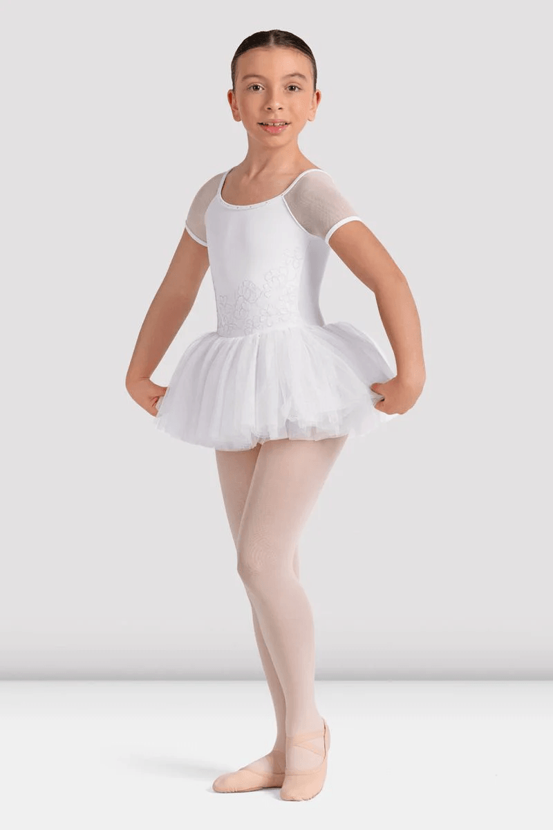 Bloch Girls Lucy Floral Cap Sleeve Tutu Dress White
