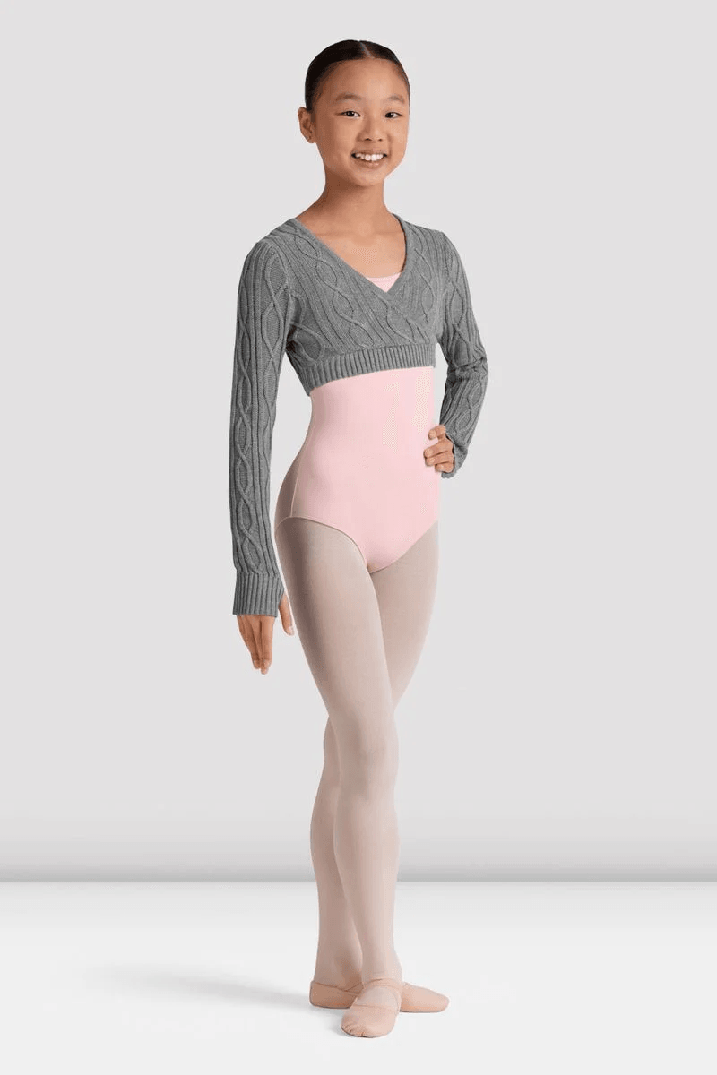 Bloch Girls Yalda Long Sleeve Wrap Top Grey Marle