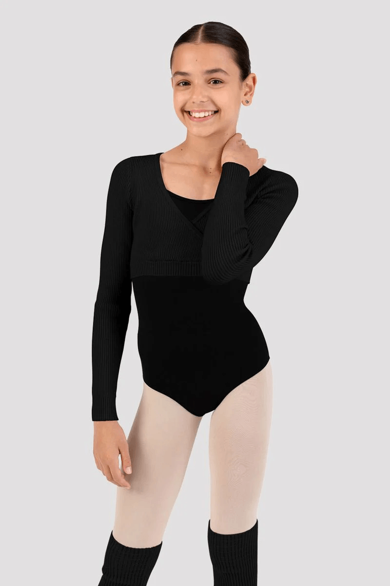 Bloch Girls Starling Knit Wrap Top Black