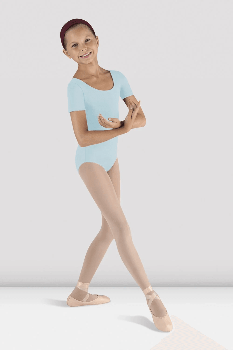 Bloch Girls Short Sleeve Round Neck Leotard Pastel Blue