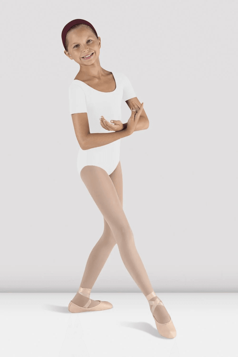 Bloch Girls Short Sleeve Round Neck Leotard White