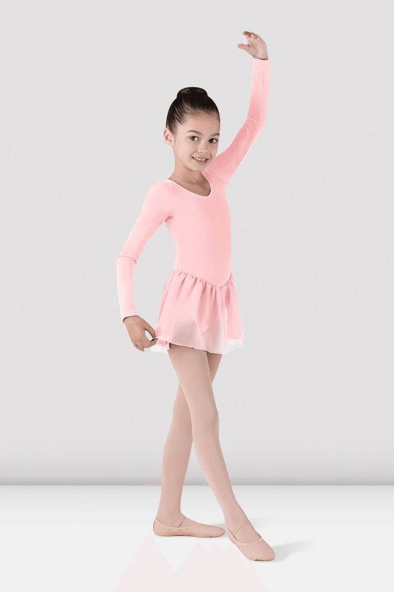 Bloch Girls Long Sleeve Skirted Leotard Light Pink