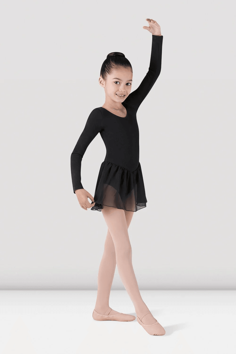 Bloch Girls Long Sleeve Skirted Leotard Black