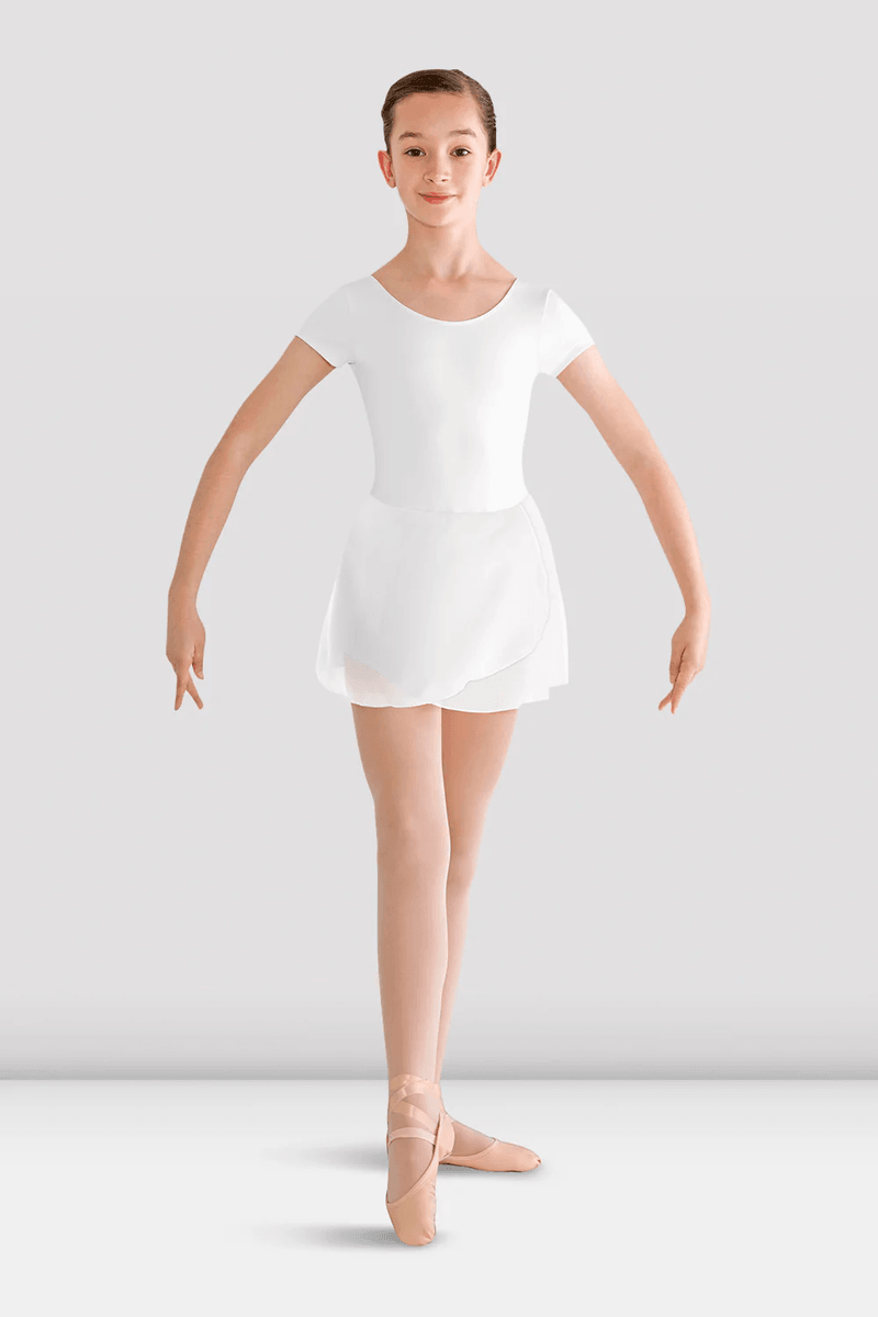 Bloch Girls Prisha Short Sleeve Skirted Leotard White