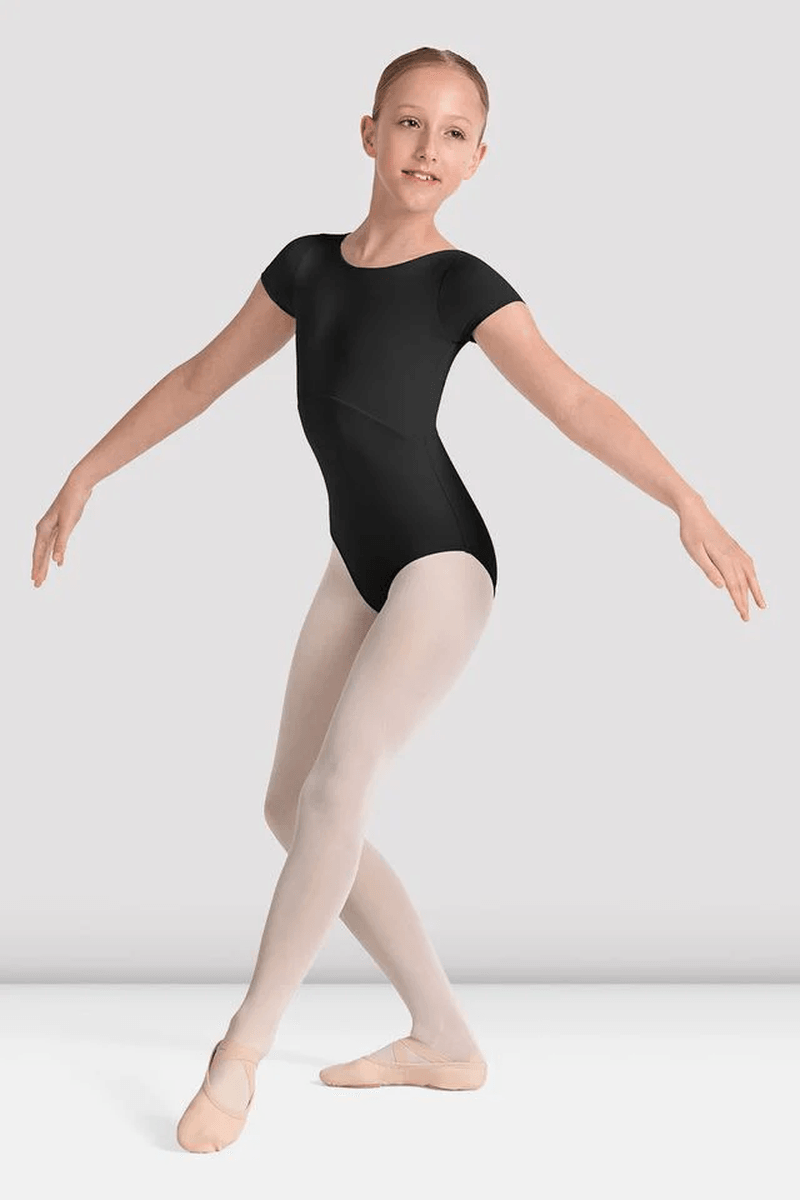 Bloch Girls Mirella Kaleidoscope Plain Boat Neck Leotard Black