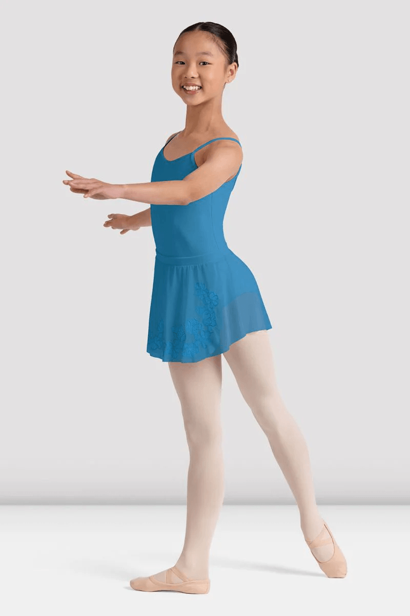 Bloch Girls Angella Floral Mesh Skirt Cerulean