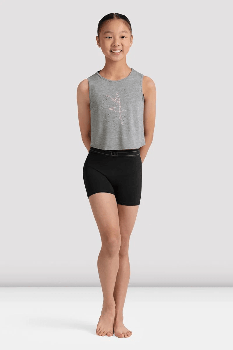 Bloch Girls Tracy Twist Back Top Grey Marle