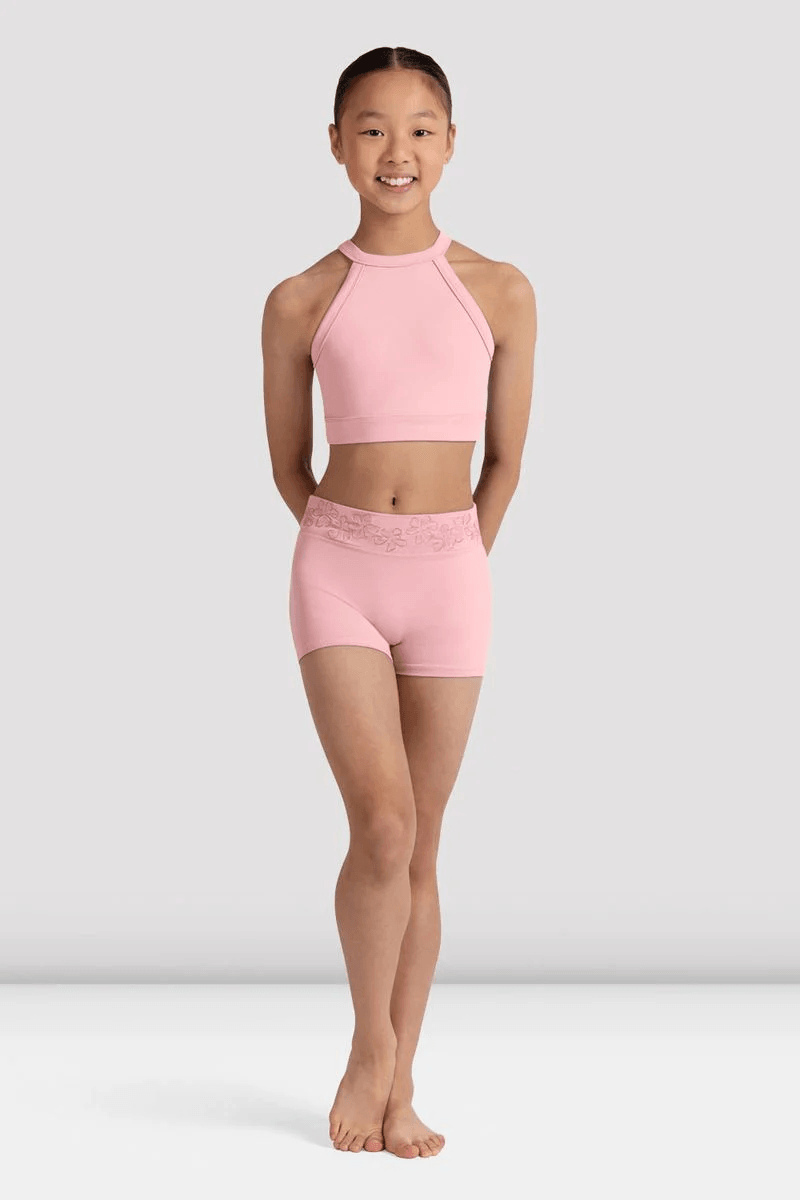 Bloch Girls Modena Floral Crop Top Candy Pink