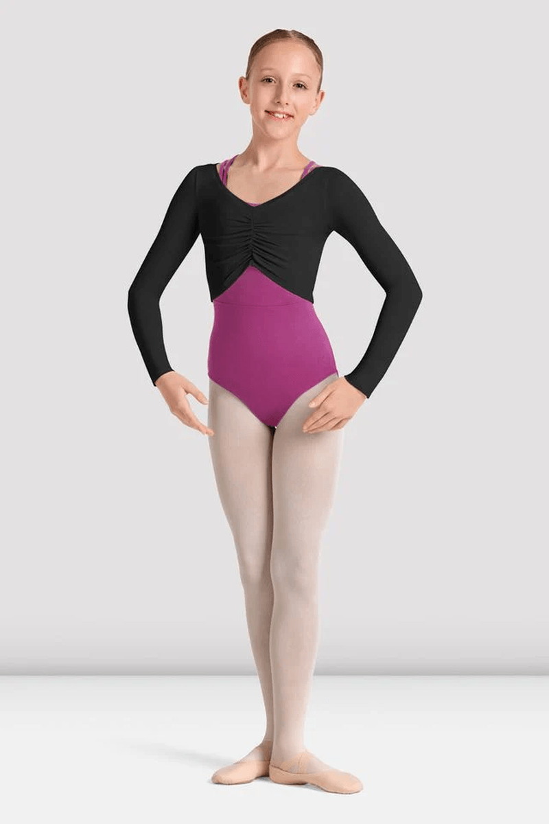 Bloch Girls Mirella Kaleidoscope Long Sleeve Top Black