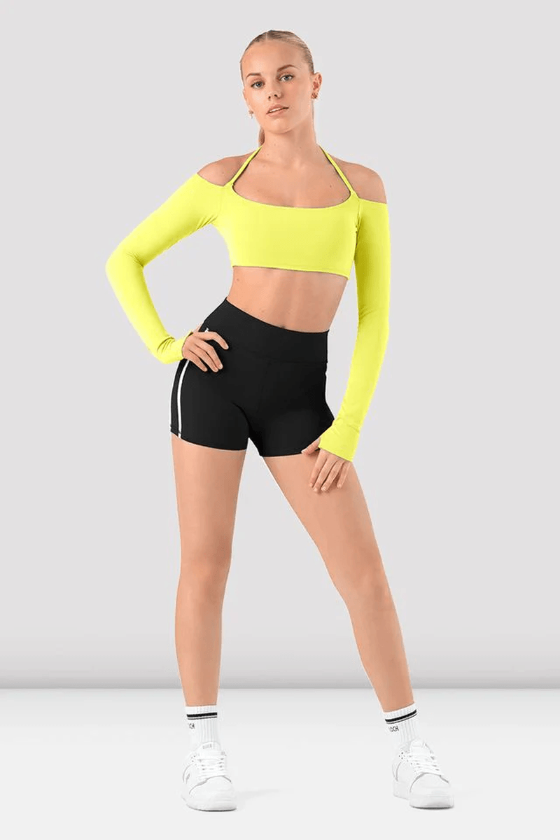 Bloch Girls Criss Cross Bolero Crop Top Neon Yellow