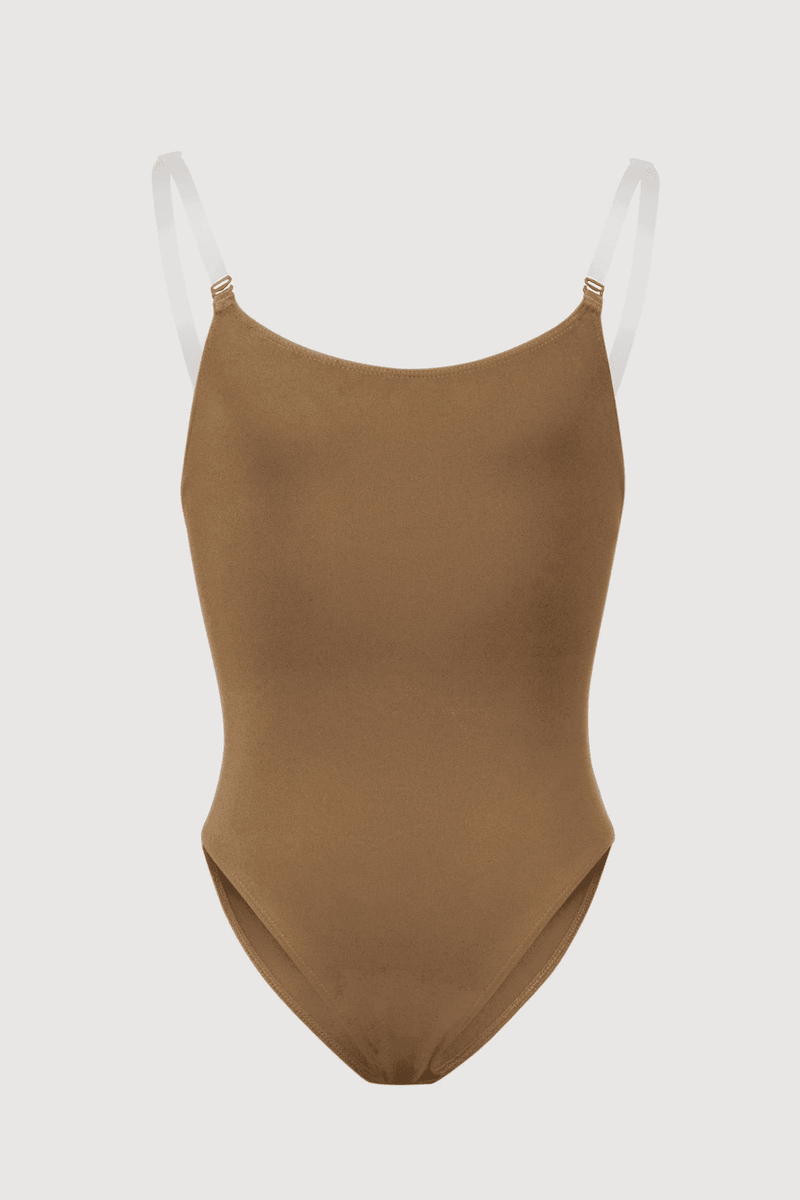 Bloch Girls Auva Adjustable Strap Bodysuit Almond