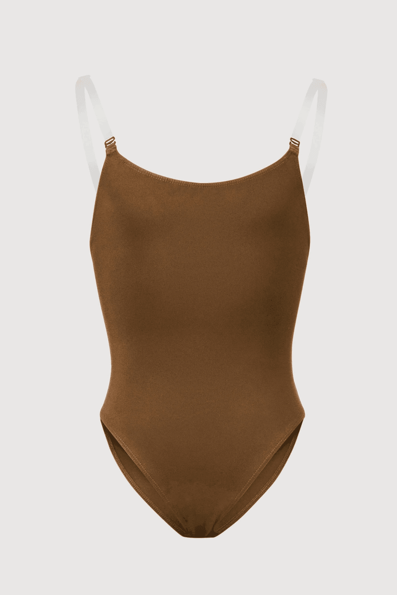 Bloch Girls Auva Adjustable Strap Bodysuit Cocoa