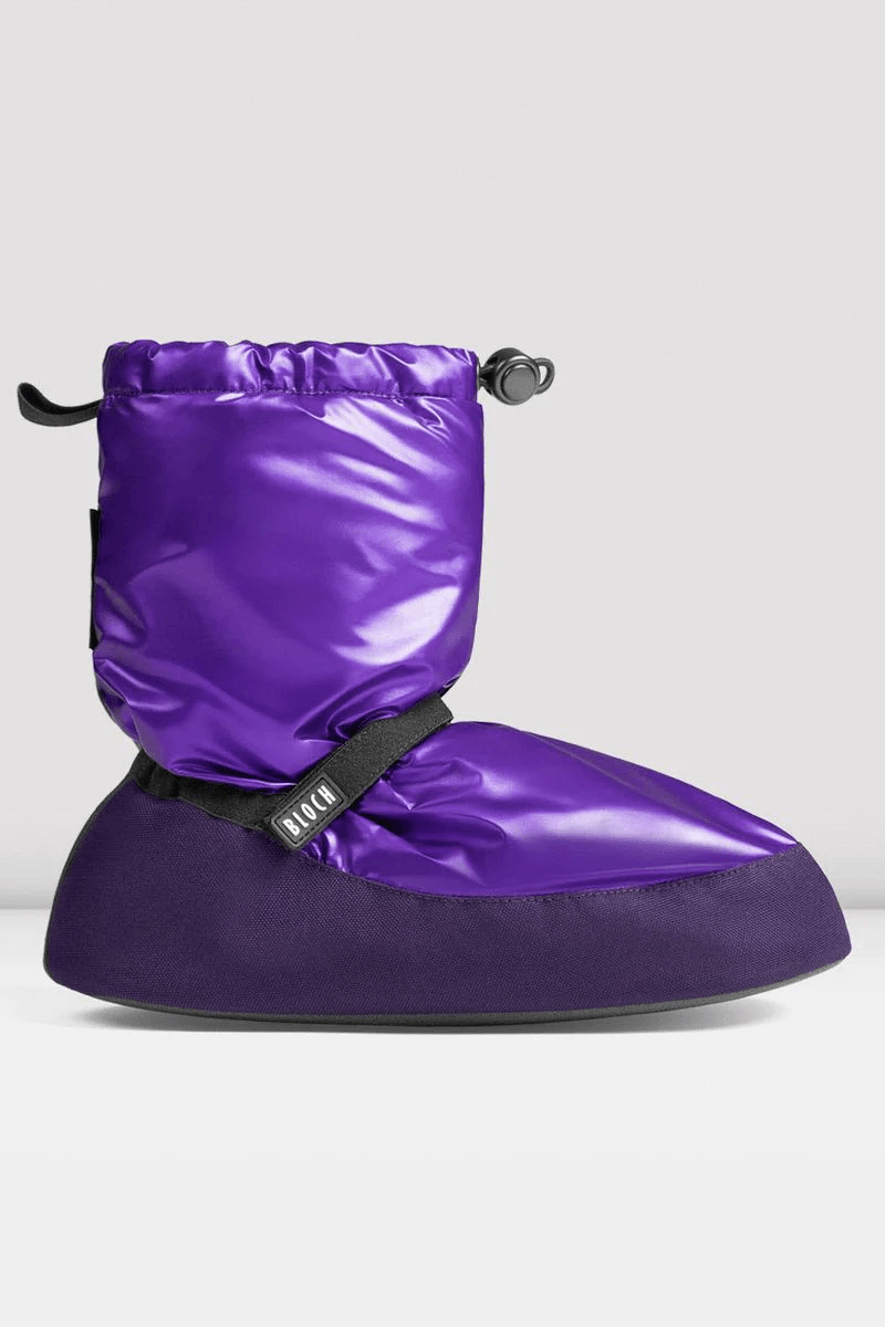 Bloch Adult Metallic Warm Up Booties Vibrant Purple Metallic Nylon