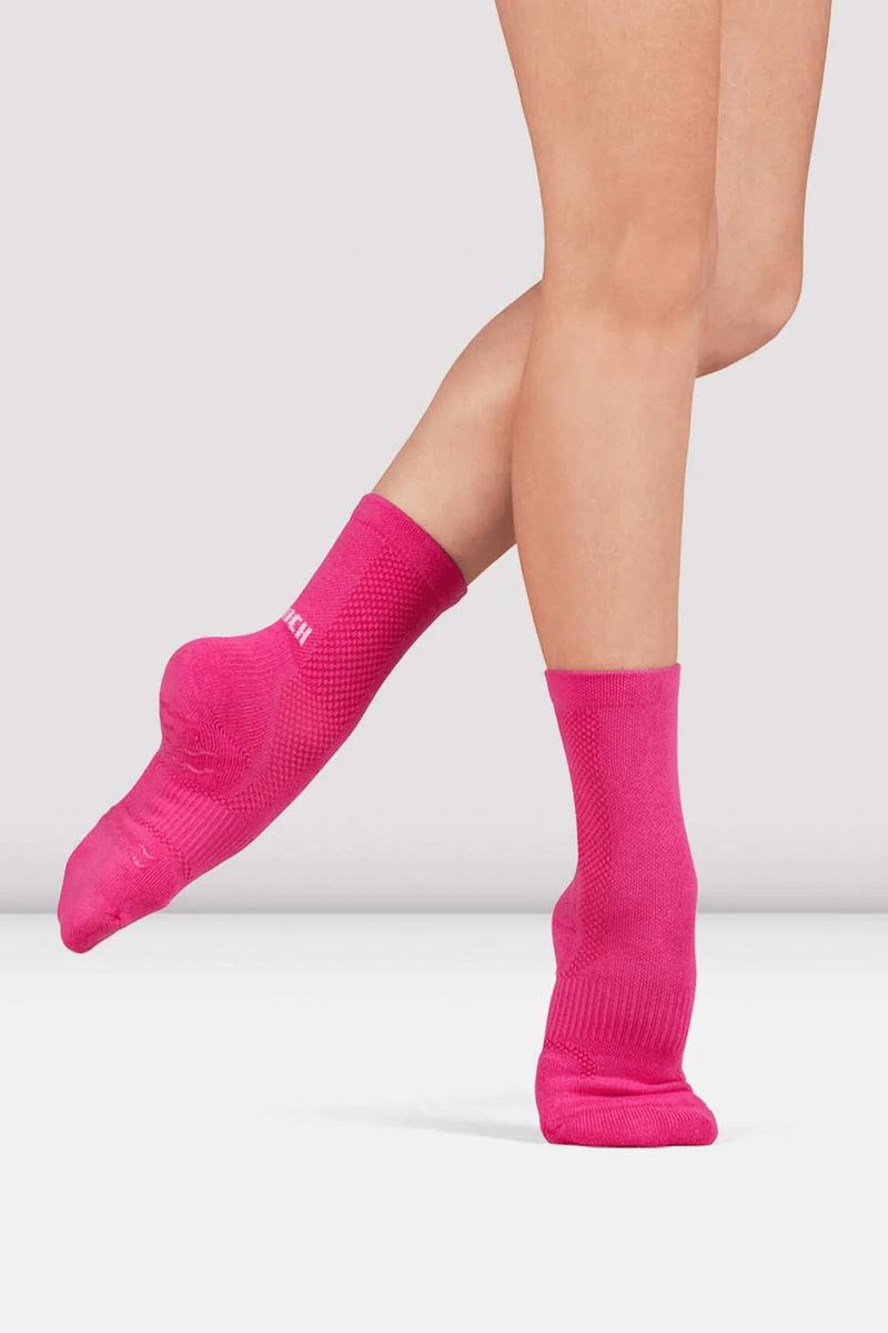 Blochsox Crew Length Dance Sock Hot Pink Knit