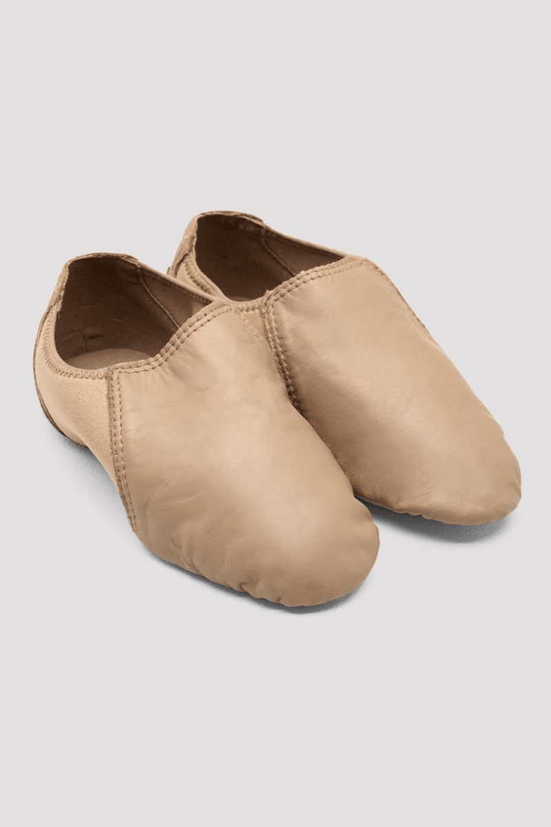 Bloch Childrens Spark Leather & Neoprene Jazz Shoes Tan Leather