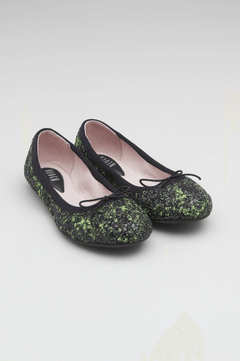 Bloch Girls Helia Ballet Flats Green Black Glitter